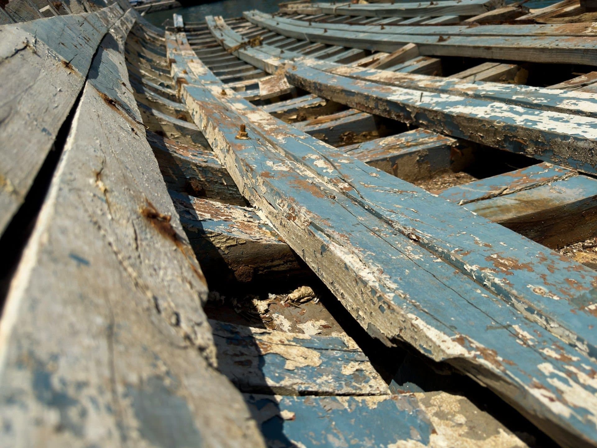Yacht hull structure under inspection