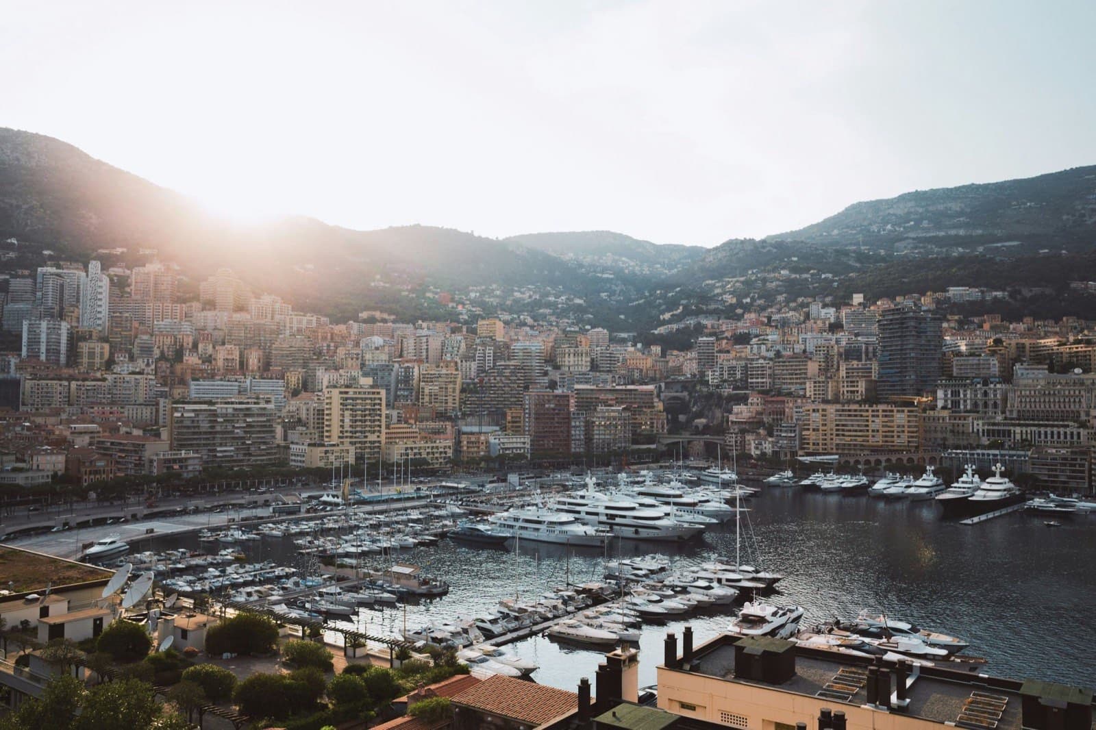 Monaco harbour at sunset