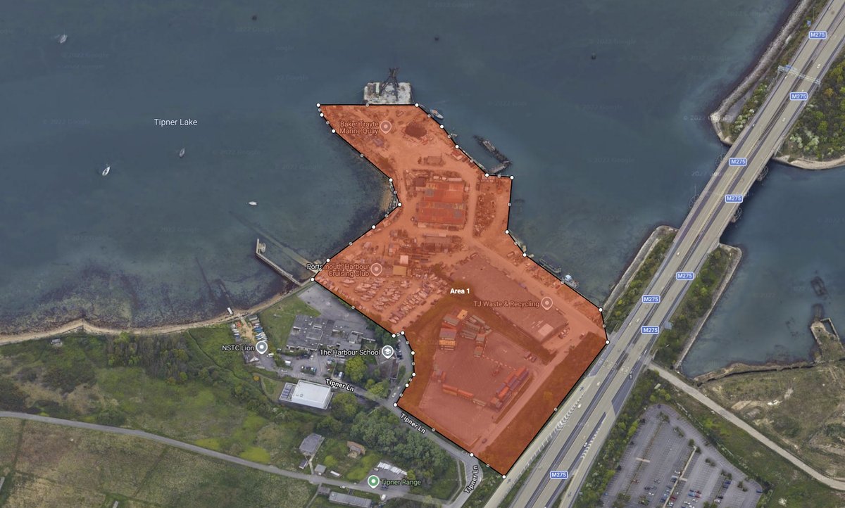 The Tipner West site on Tipner Lake, Portsmouth, beside the M275