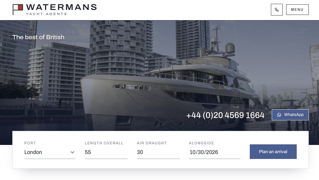The Watermans website, planning an arrival in London